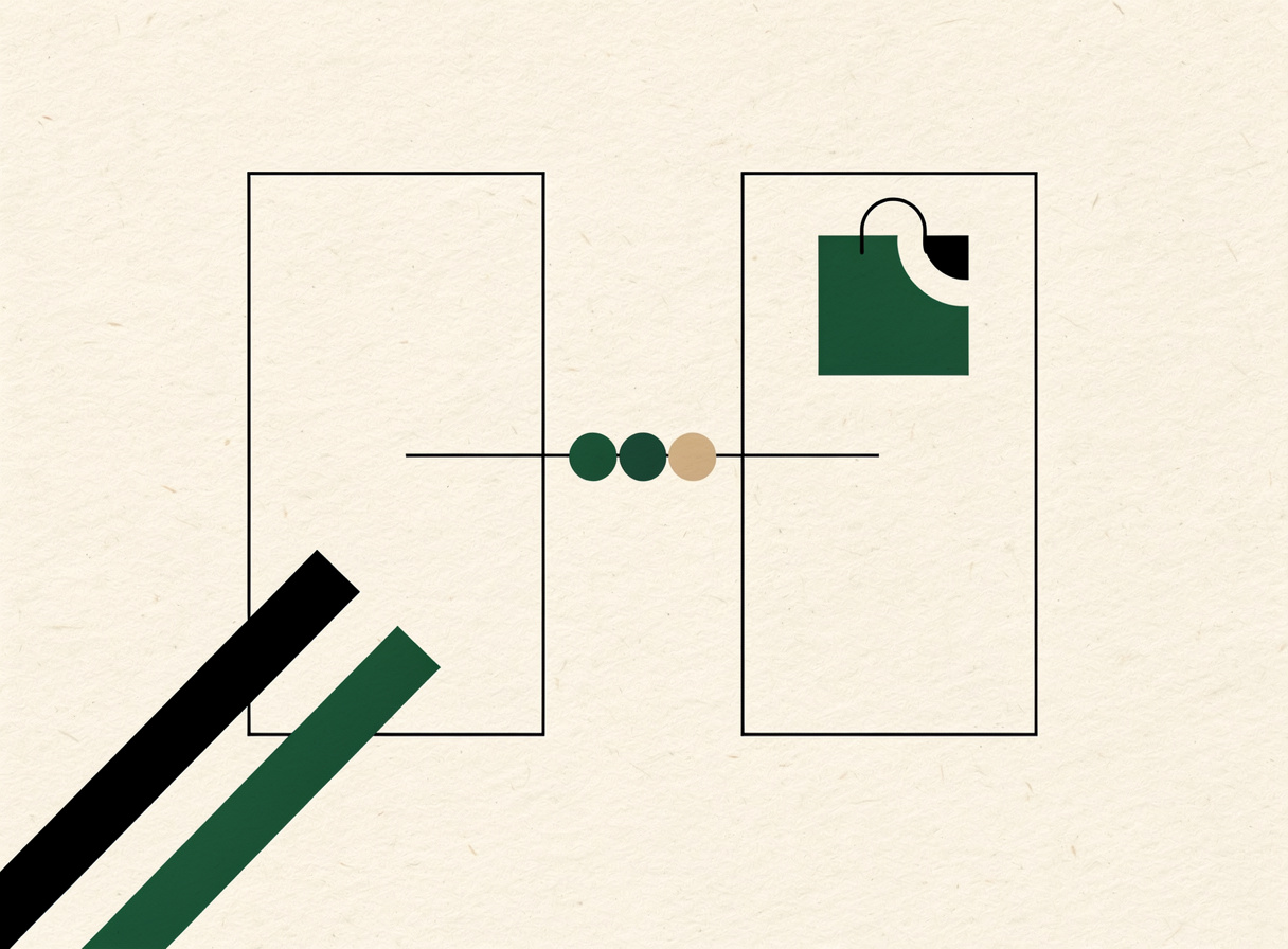 Abstract geometric illustration of a PHP SDK bridging two systems